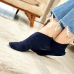 پاپوش جلوبسته راه راه(سرمه ای)